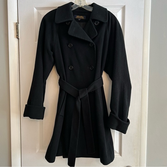 Brooks Brothers Jackets & Blazers - Brooks Brothers Women's Black Wool Double Breasted with Belt Coat size 6